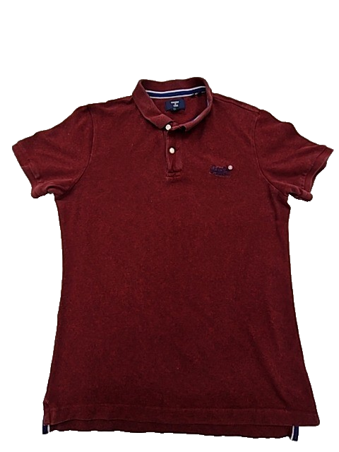 Superdry Men's Burgundy L Short Sleeve Polo Shirt Embroidered Logo