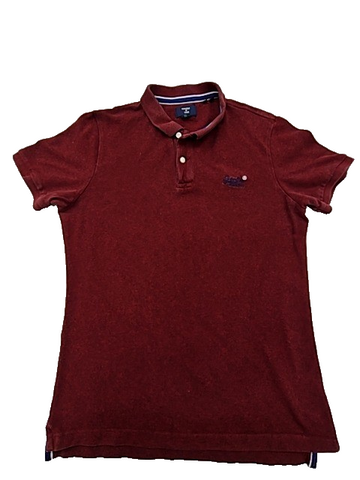 Superdry Men's Burgundy L Short Sleeve Polo Shirt Embroidered Logo