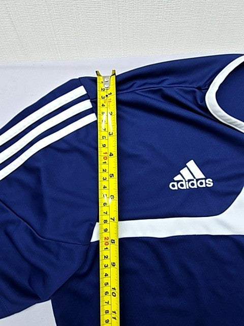 Adidas Navy Striped Soccer Jersey XL Men Short Sleeve Crewneck