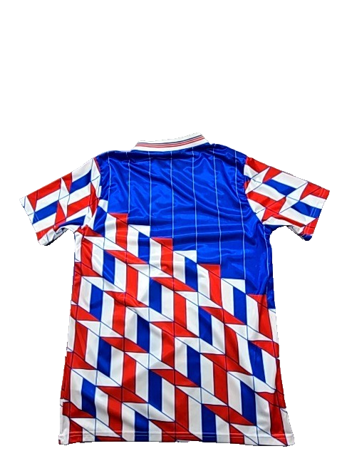 Umbro Blue Red White Geometric Collared Jersey Short Sleeve M