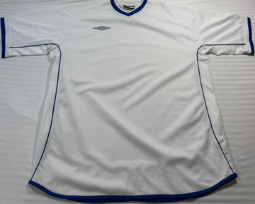 Umbro Men's White Training Jersey Blue Trim Embroidered Logo Size XL