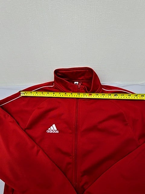 Adidas Men's Red Track Jacket XL Polyester Zip 3-Stripes Athletic