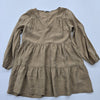 Zara Khaki V-Neck Puffed Sleeve Tiered Knee Dress M