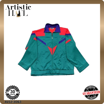 Fila Men's Color Block Track Jacket XL Green Red Purple Shiny Zipper