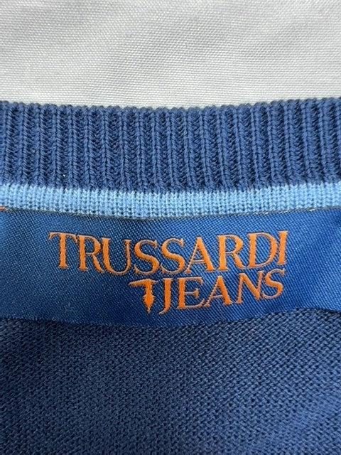 Trussardi Jeans Men's Navy XXL Cotton Crewneck Sweater Italy Knit