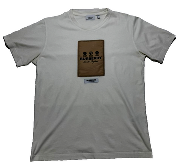 Men's White Burberry T-Shirt | Size:L
