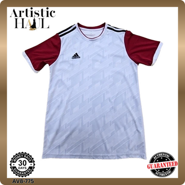 Adidas White/Red Soccer Jersey Short Sleeve 3-Stripes Unisex Adult