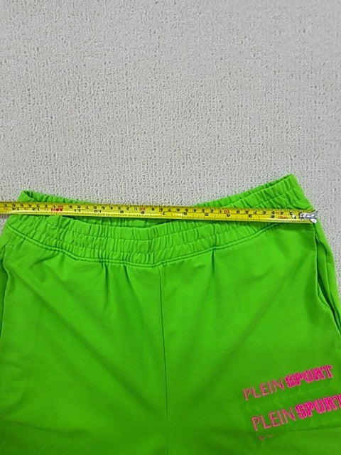 Plein Sport Green Cotton Sweatpants Logo Print Drawstring Regular