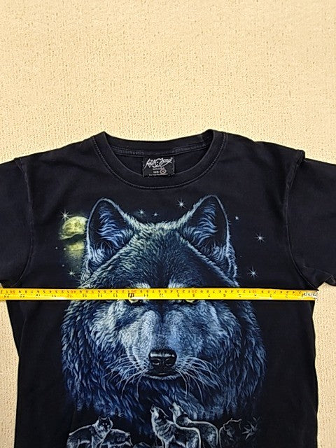 Rock Chang Black Wolf Graphic T-Shirt Medium Cotton Crew
