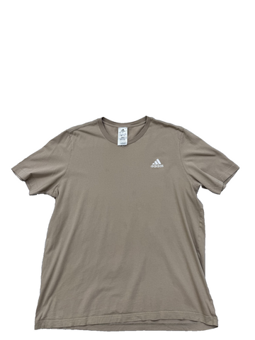 Adidas Men's Beige Cotton T-Shirt Size L Crew Neck Logo