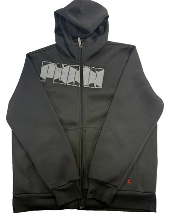 Puma Men's Black Full Zip Hoodie Sweatshirt Large Embroidered Spell Out Logo S/L