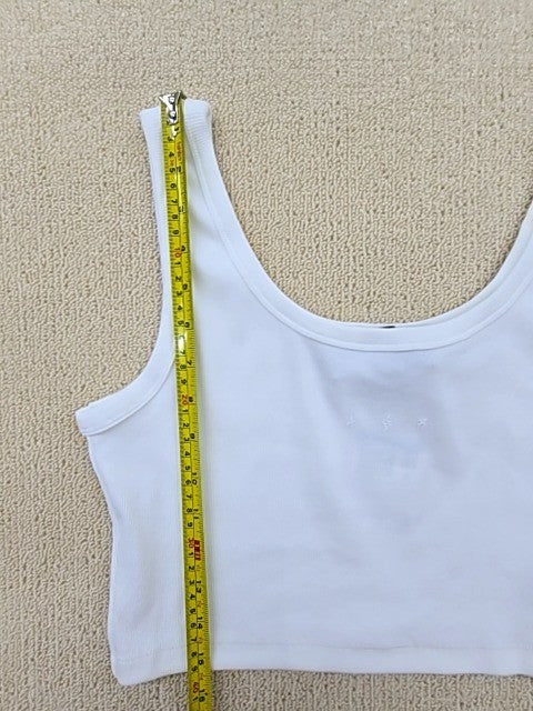 Jordan Women's Cropped Ribbed Tank Top White M Sleeveless