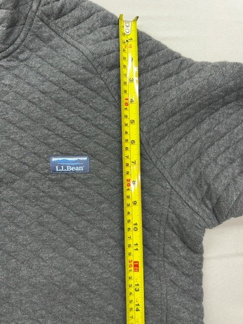 L.L.Bean Men's Quilted Gray L Pullover Hoodie Quarter Zip L-Reg