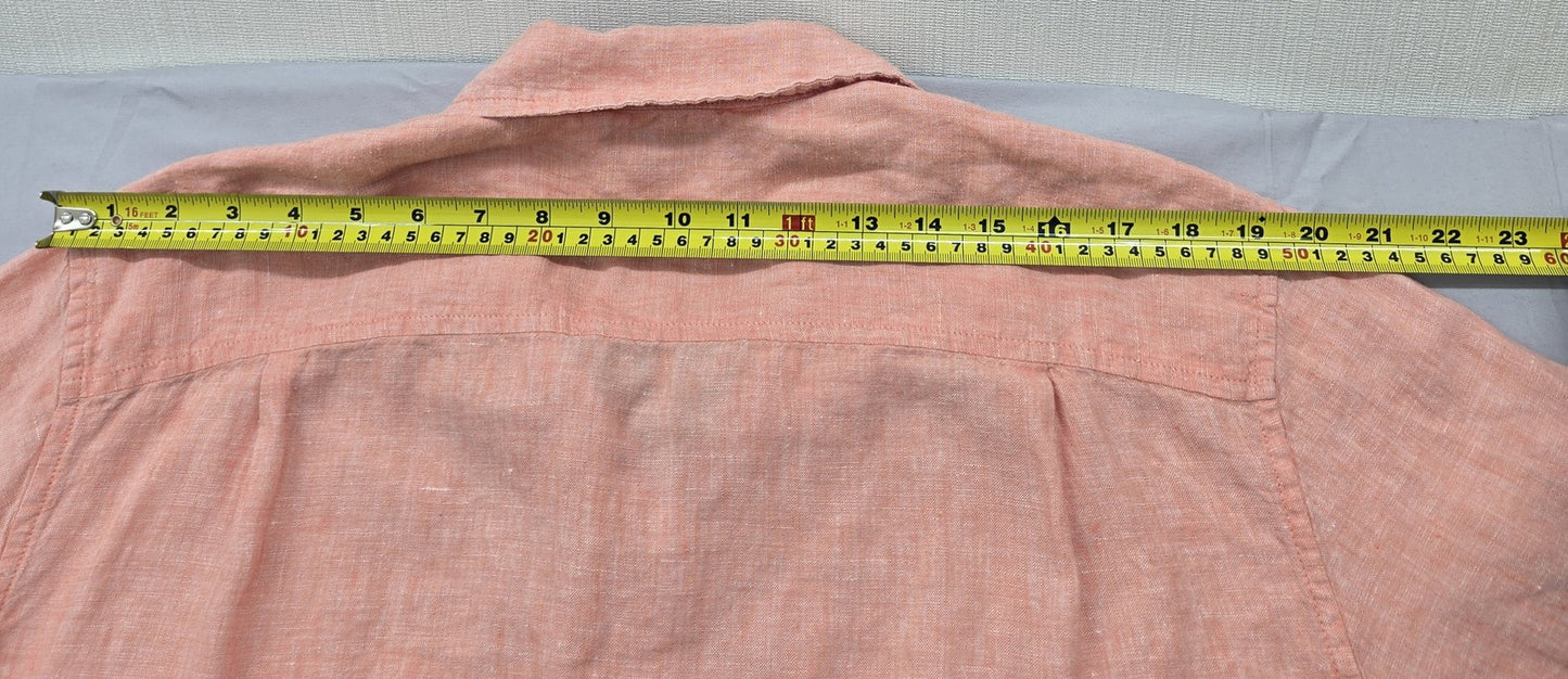 L.L.Bean Men's Peach Linen Short Sleeve Button-Down Shirt Size L