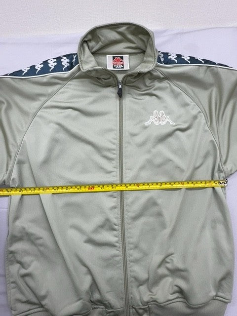 Kappa Retro Green Track Jacket XL Slim Fit Zipper Logo Sleeve