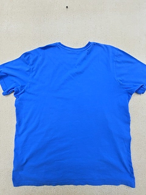 Adidas Men's Blue T-Shirt – Size XL, Striped, Crew Neck