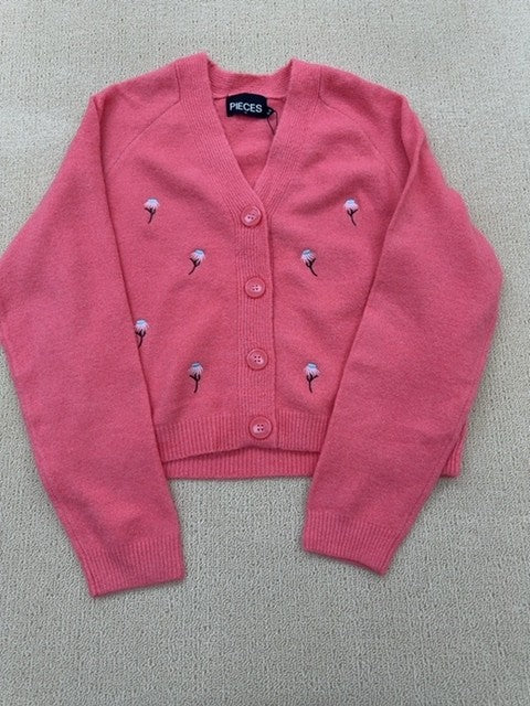 Pieces Women's Cardigan – Size M, Floral, Long Sleeve