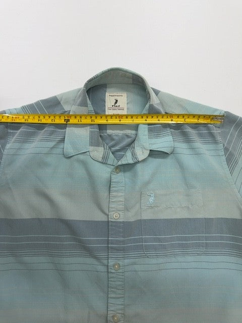 Polo Men Light Blue Striped Cotton Button-Up Logo Shirt XL Regular