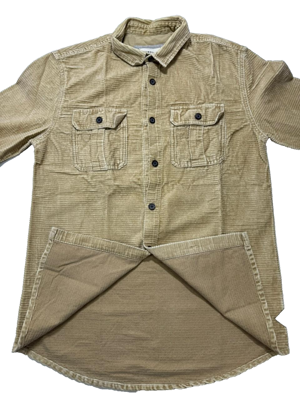 Quiksilver Men's Tan Corduroy Button-Up Shirt Long Sleeve Casual Size M