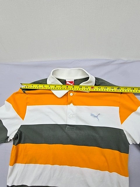 Puma Men's Multi Striped Long Sleeve Polo Shirt Size M