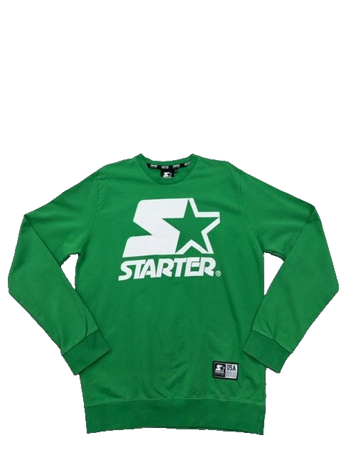 Starter Black Label Green Crewneck Sweatshirt M Italy Cotton Long Sleeve
