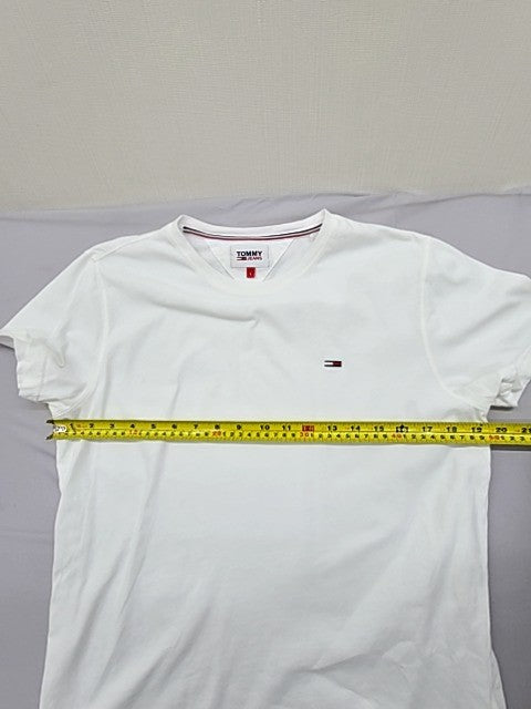 Tommy Jeans Men's White T-Shirt Size L Regular Fit Cotton