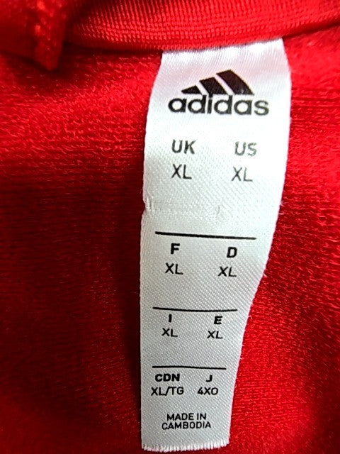 Adidas Men's Red Track Jacket XL Polyester Zip 3-Stripes Athletic