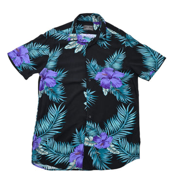 Primark Men's Black Tropical Floral Slim Fit Shirt Size M