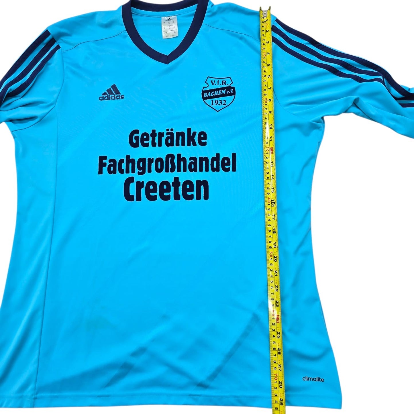 Vintage Adidas XL Blue Striped Soccer Jersey V.F.R. Bachem 1932