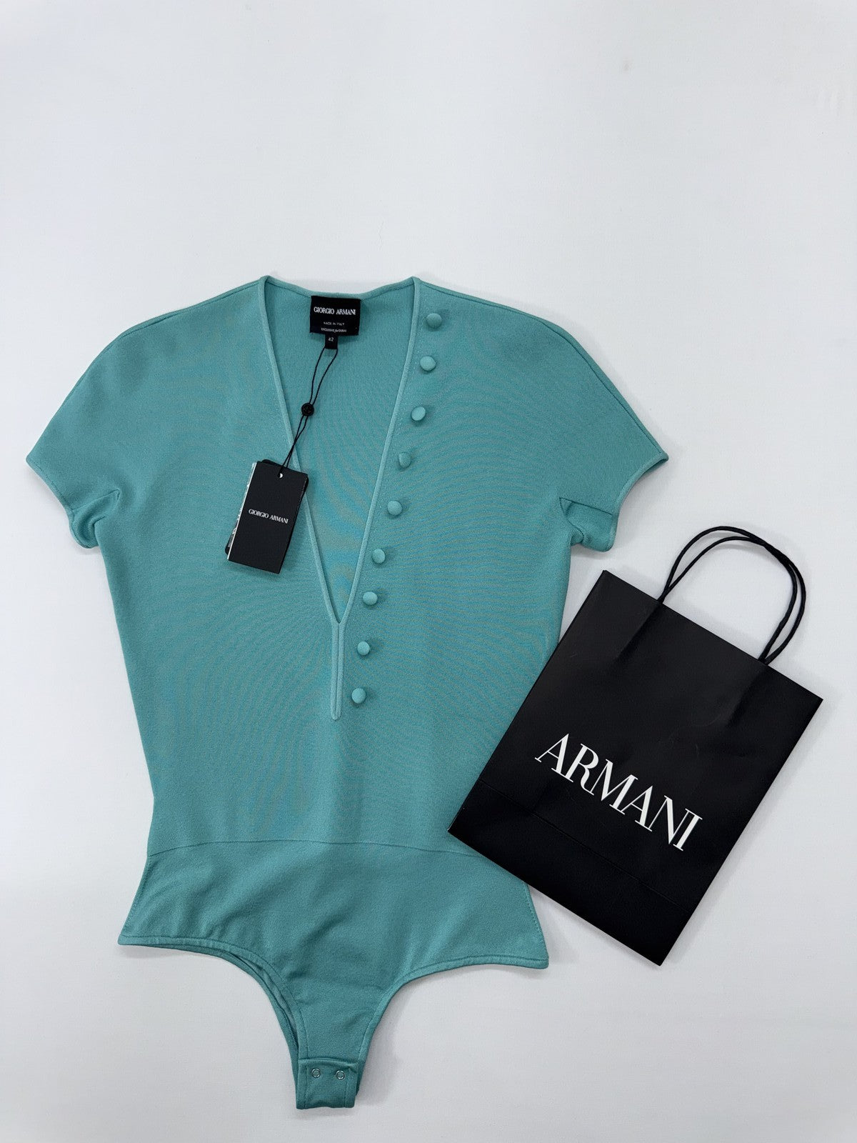 Giorgio Armani Women’s Teal Ribbed Bodysuit EU 42