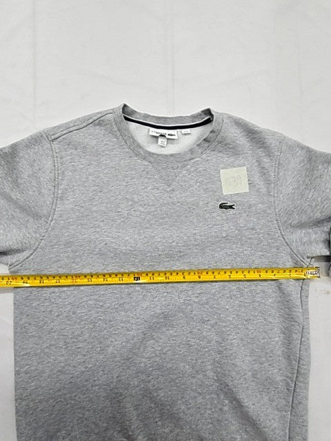 Lacoste Men's Grey Crew Neck Sweatshirt S Cotton Blend Croc Logo