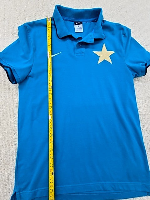 Nike Blue Polo Shirt Men's M Short Sleeve Button Solid Collar