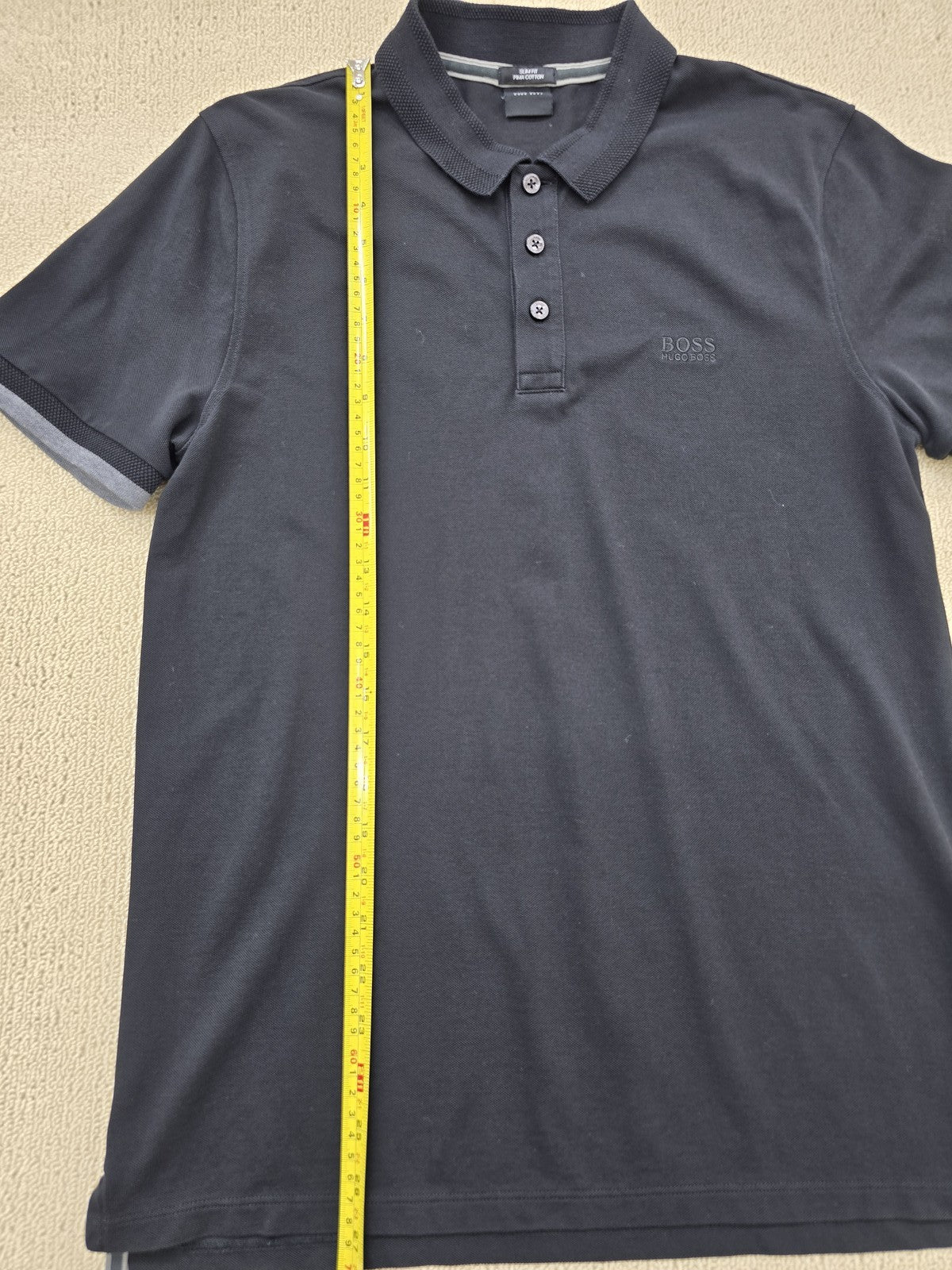 Hugo Boss Slim Fit Navy Polo Shirt M Short Sleeve Pima Cotton Germany
