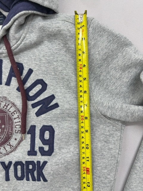 Champion New York Zip Hoodie Gray M Fleece Graphic Print