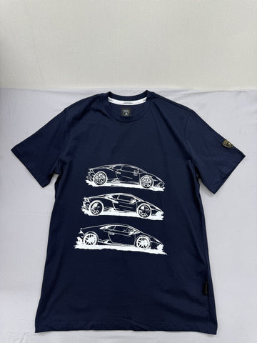 Lamborghini Swinger Men's Dark Blue S Cotton T-Shirt Graphic Logo Patch