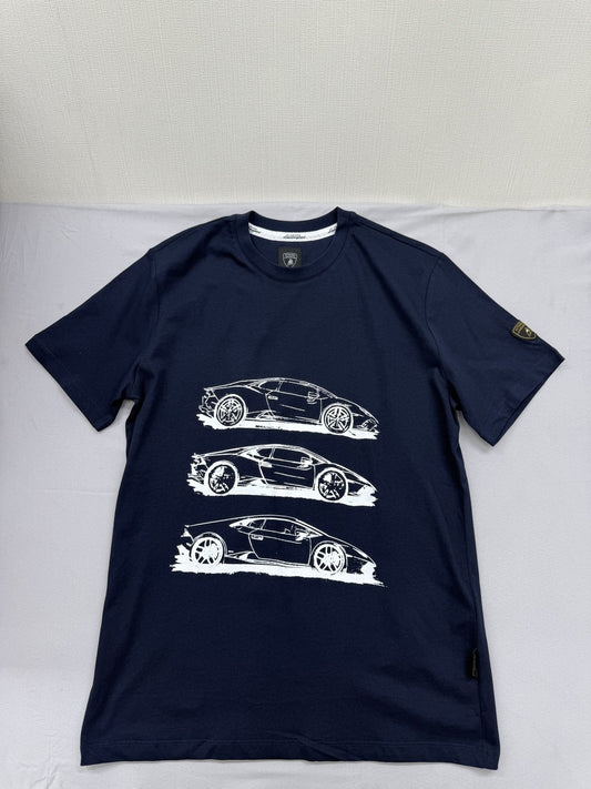 Lamborghini Men's Blue T-Shirt – Size S, Swinger Dark Patch swinger, Graphic