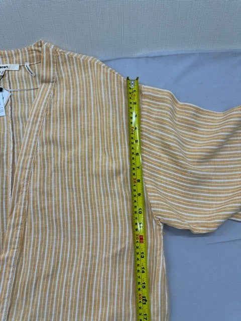 Koton Striped Beige Linen Viscose Cardigan Women L Drop Shoulder
