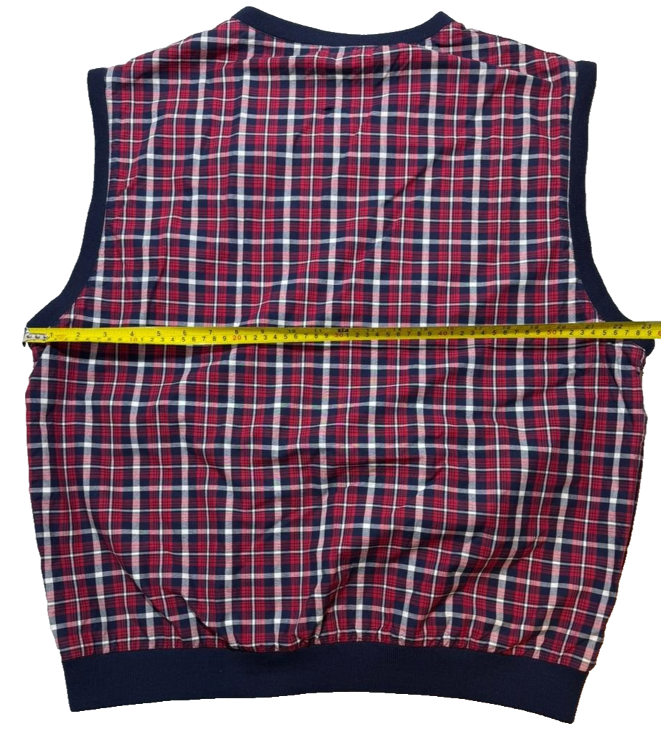 Polo Golf Ralph Lauren Men's Plaid Sleeveless Vest Red Navy Check L
