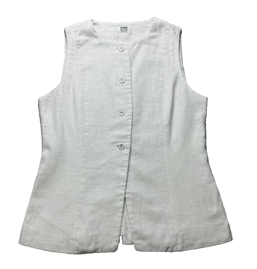 Cotton On Sienna Linen Cotton Vest In Off White - Size Us 6
