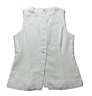 Cotton On Sienna Linen Cotton Vest In Off White - Size Us 6