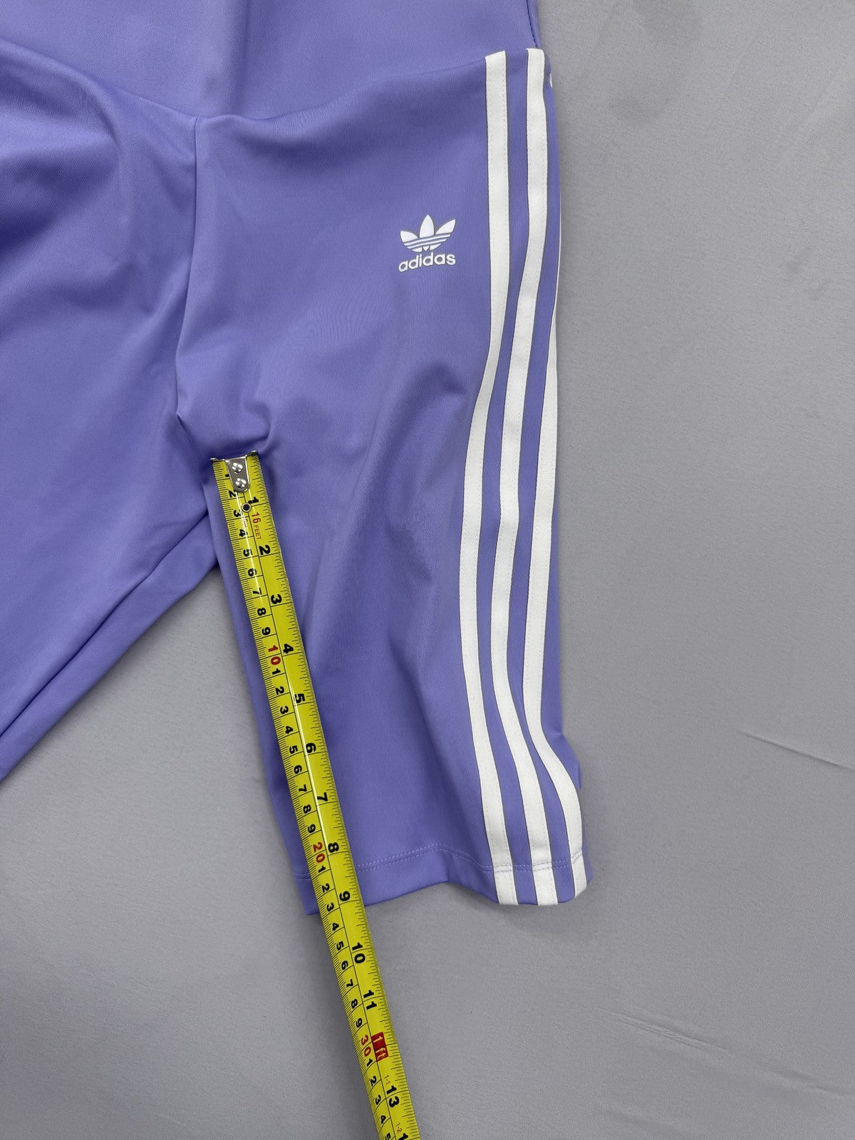 Adidas Women's Purple Striped High Waist Active Shorts M