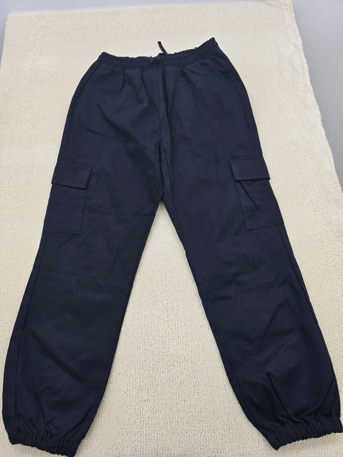 Ole by Koton Black Women's Wide Leg Cargo Pants Elastic Waist Pockets