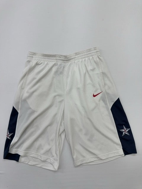 Nike Boys White Athletic Shorts Elastic Waist Size L Relaxed Pockets