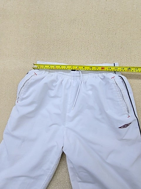 Umbro Men's White Track Pants XL Side Stripes Tapered