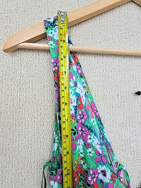 Koton Green Floral Sleeveless Maxi Dress M V-Neck