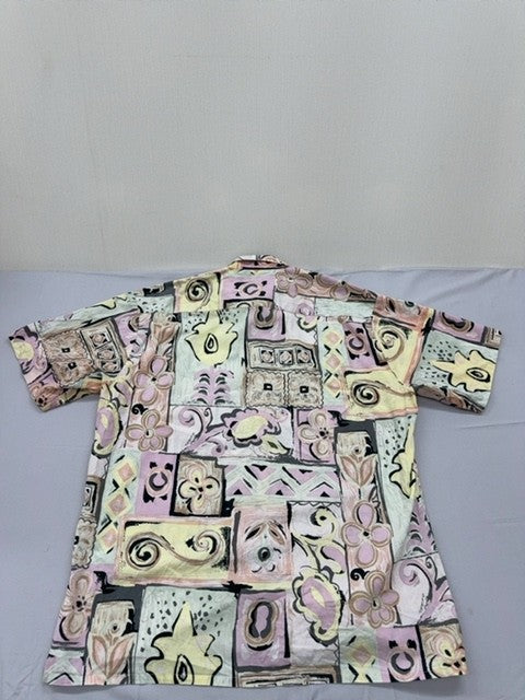 C&A Men's Multicolor Geometric Short Sleeve Cotton Shirt Size 42