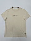 Calvin Klein Men's Beige T-Shirt – Size S, Logo, Crew Neck