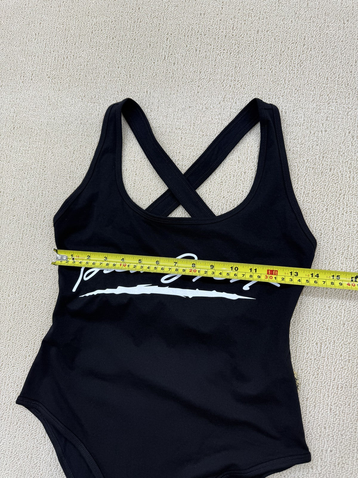 Plein Sport Women's Black Monokini M High Cut Cross-Back Lycra