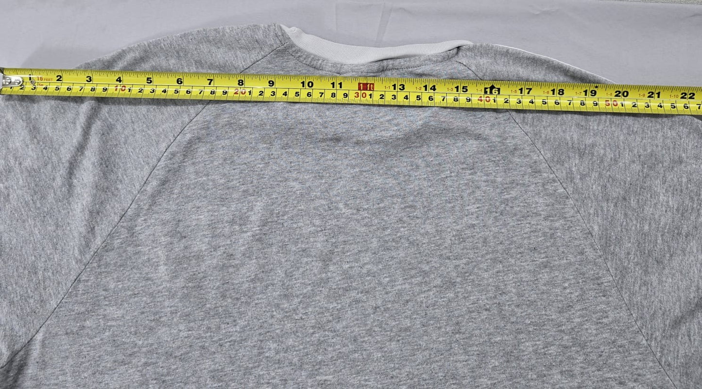 Adidas Men's Grey Striped Short Sleeve T-Shirt Size L Cotton Slim Fit