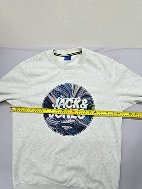 Jack & Jones Originals Grey Printed Crewneck Sweatshirt Men's L